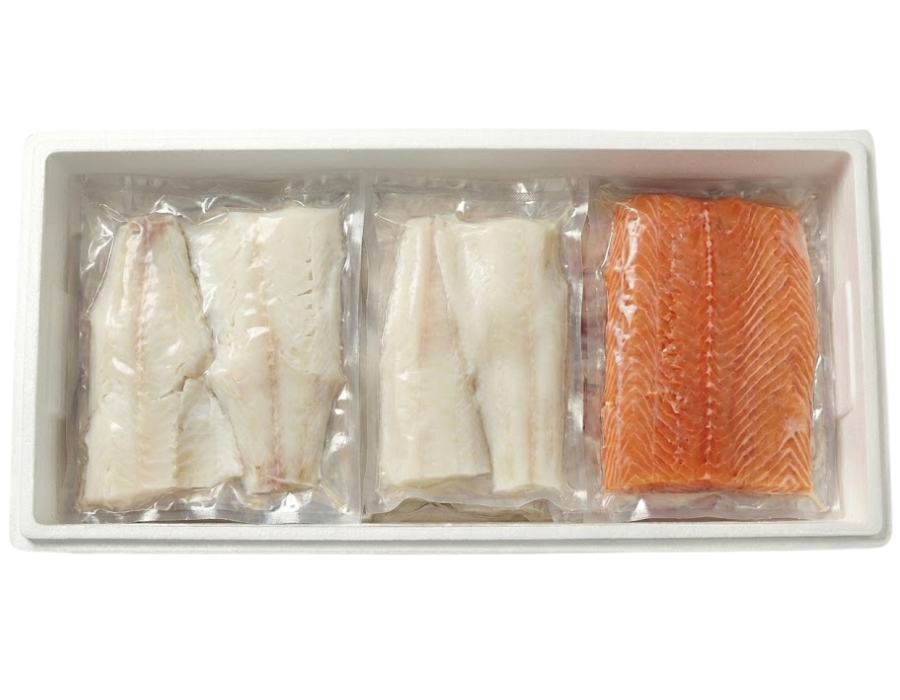Zestaw ryb surowych na obiad  (11 porcji po ok. 150g - łosoś, zębacz, sandacz)
