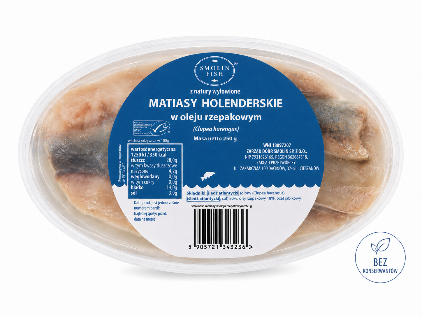 Oryginalne matjasy holenderskie w oleju rzepakowym 250g