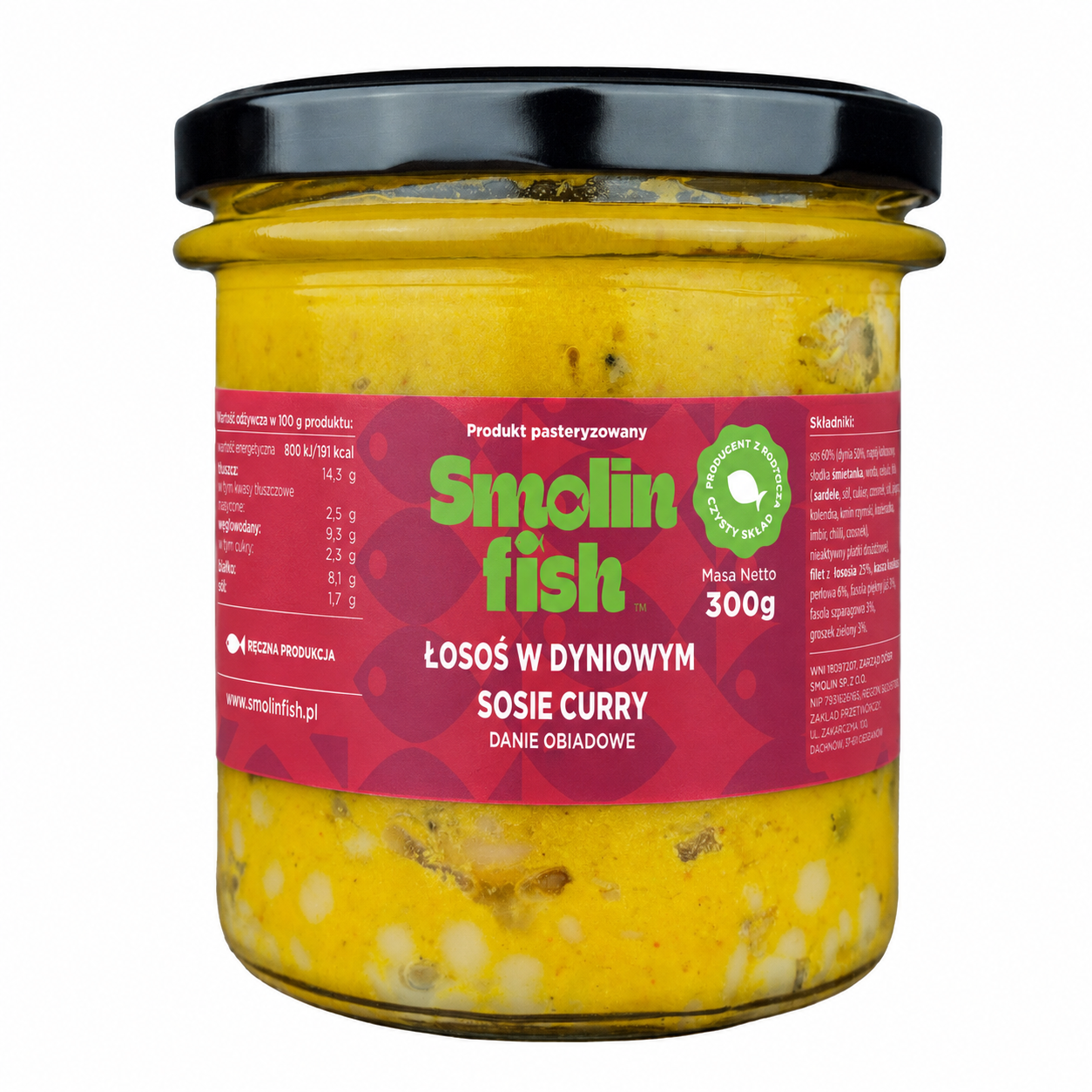 Łosoś w dyniowym sosie curry 300g (danie obiadowe)