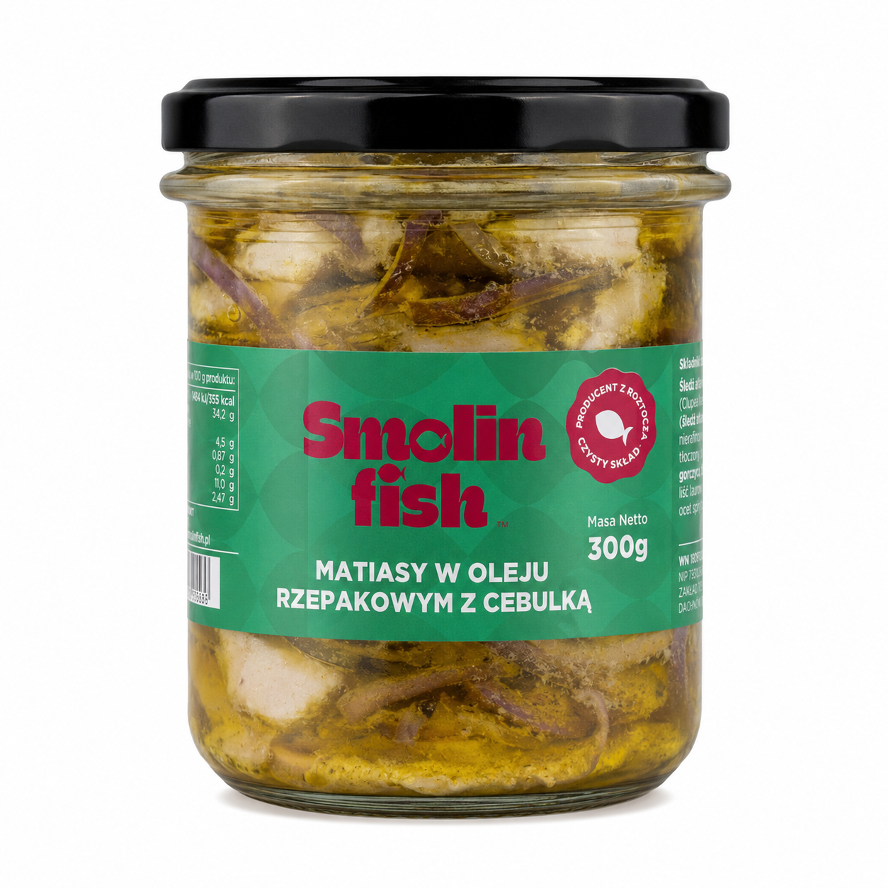 Matjasy holenderskie w oleju rzepakowym tłoczonym na zimno z cebulką 300g