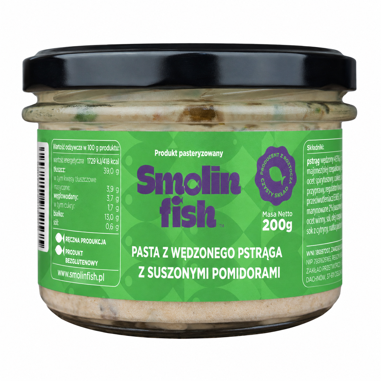 Pasta z wędzonego pstrąga z suszonymi pomidorami 200g
