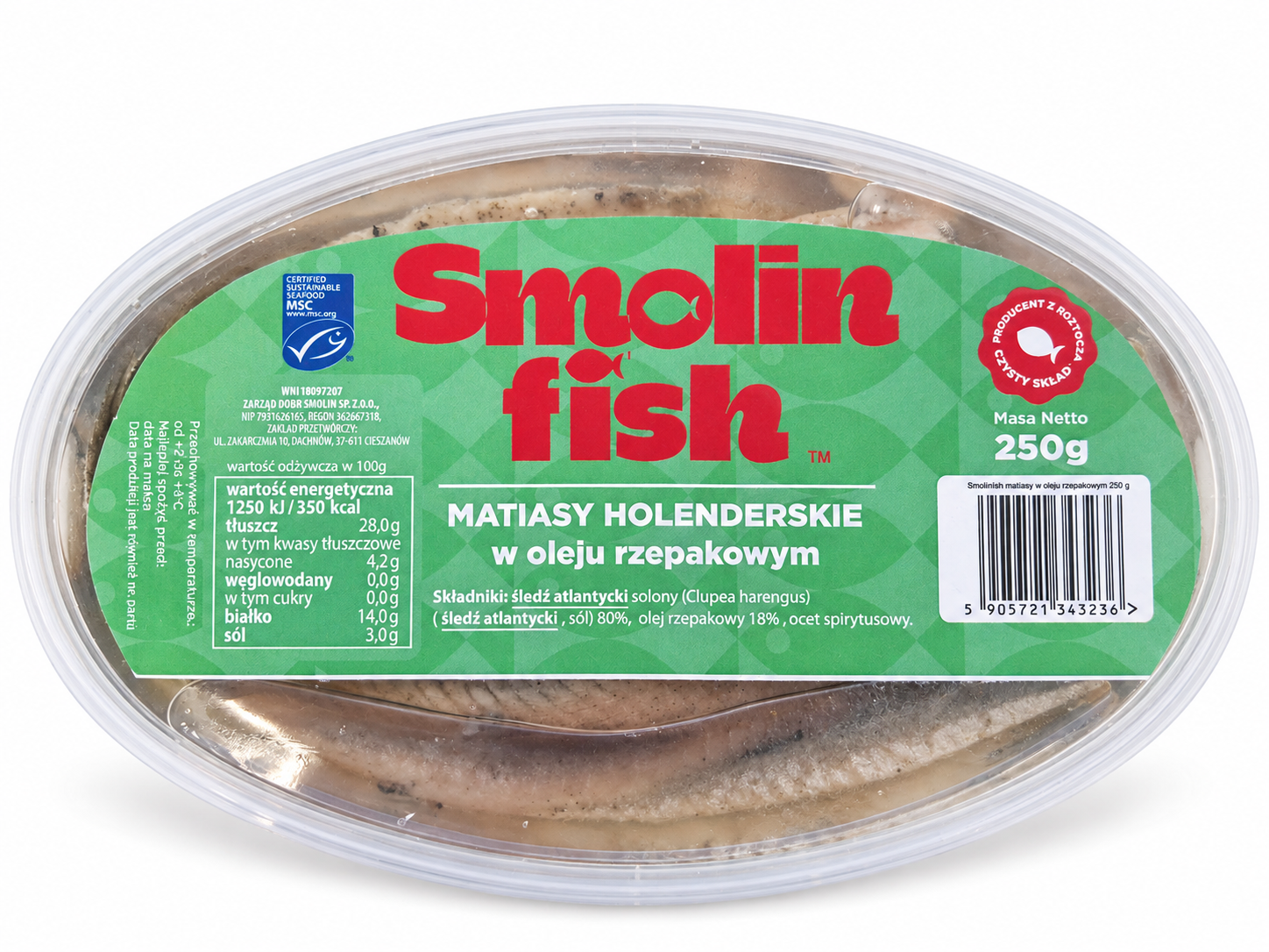 Oryginalne matjasy holenderskie w oleju rzepakowym 250g