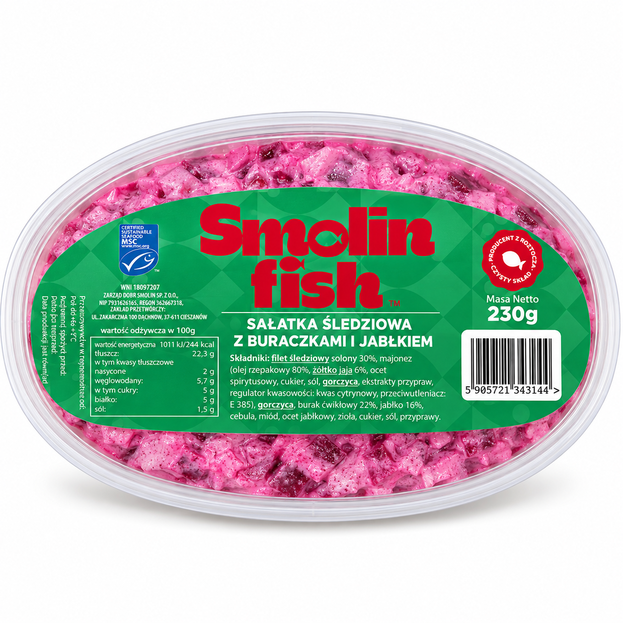 Sałatka śledziowa z buraczkiem i jabłkiem 230g