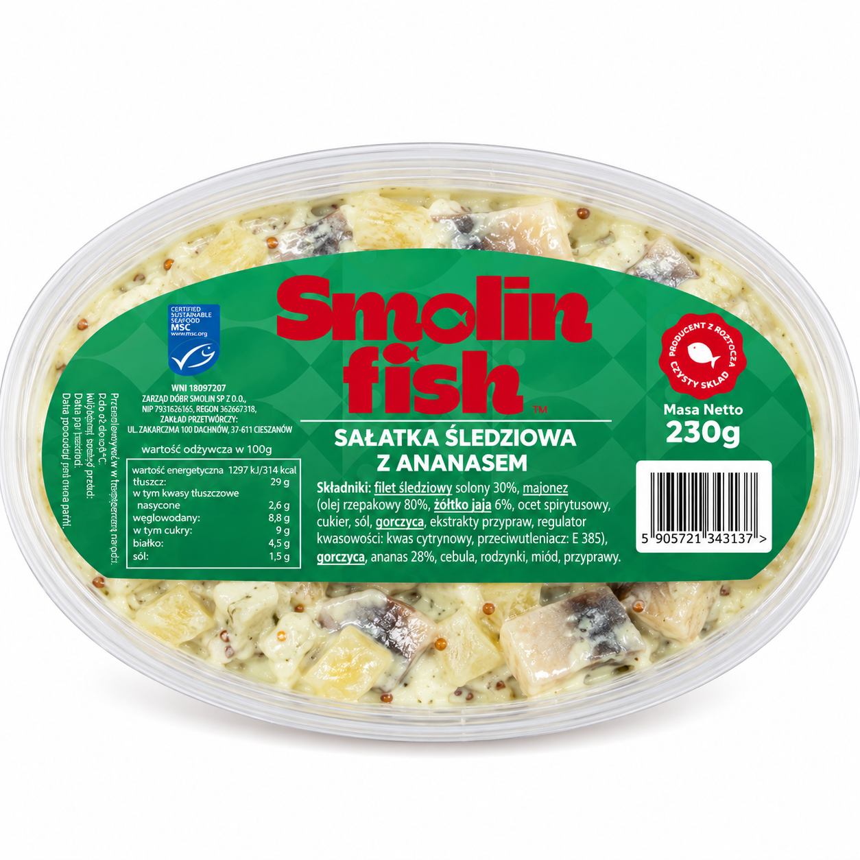 Sałatka śledziowa z ananasem 230g