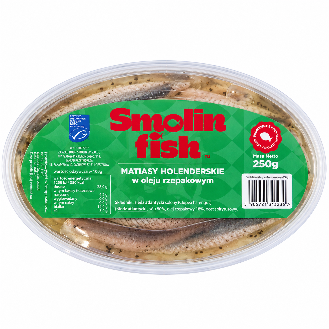 Oryginalne matjasy holenderskie w oleju rzepakowym 250g